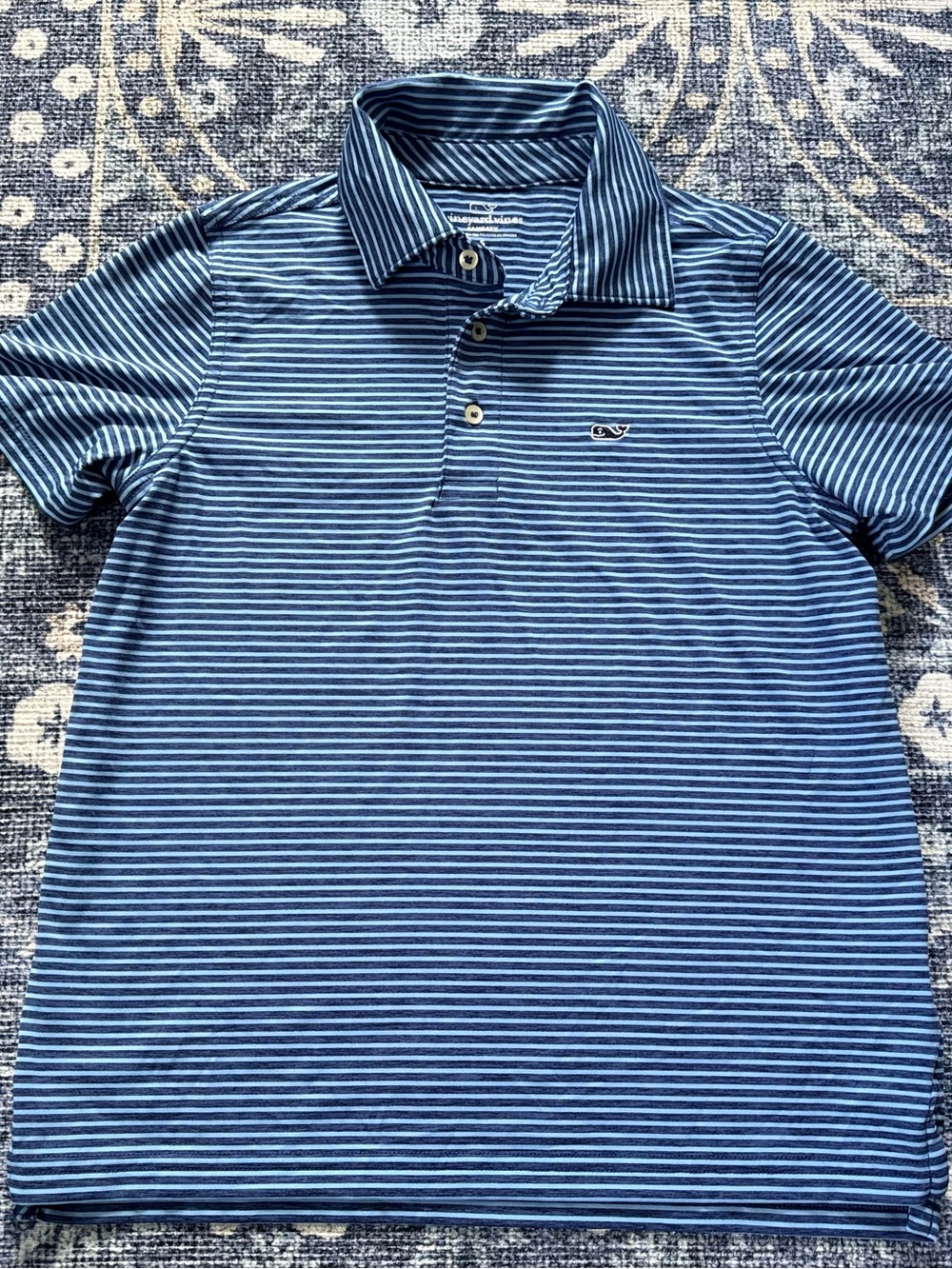 Boys Vineyard Vines Blue Striped Polo Shirt